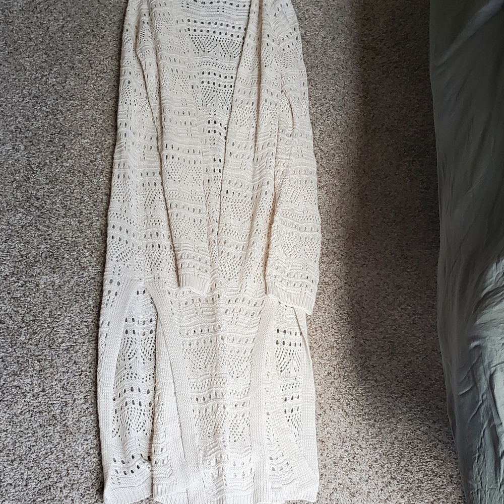 Freshman Cream Open-Weave Women's Cardigan